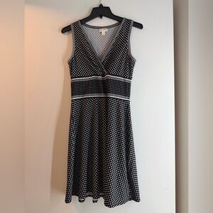 Maison Jules Black and White Polka Dot Midi Dress